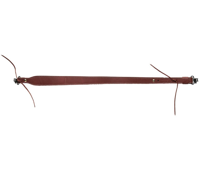 Narrow Leather Rifle Sling Cherry Brown Latigo Bandera USA, Fine Leather and Synthetic